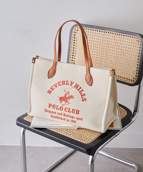 トートバッグ 「BEVERLY HILLS POLO CLUB」ポロプリントキャンバス 