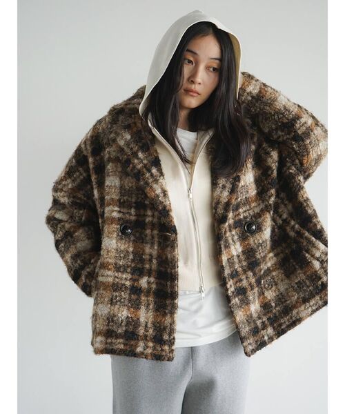 FIKA.（フィーカ） コート アウター Checked double-breasted coat 