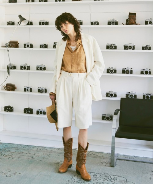 「soerte」 テーラードジャケット 2 アイボリー メンズ_画像2