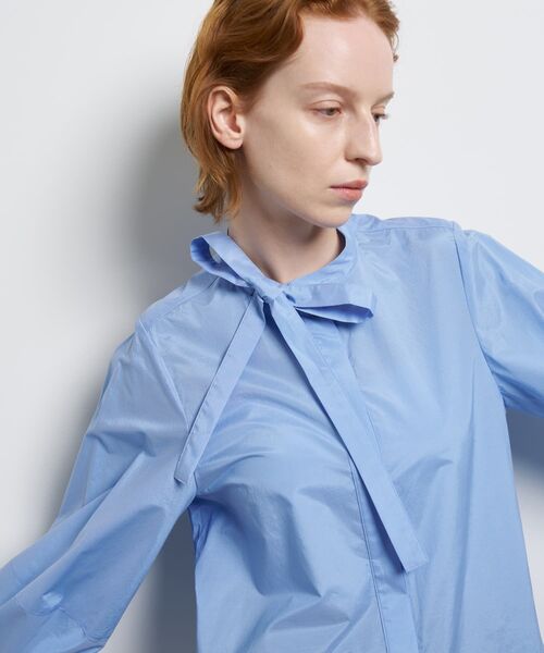 LANVIN en Bleu ブラウス シャツ シルキータイプライターボウタイ