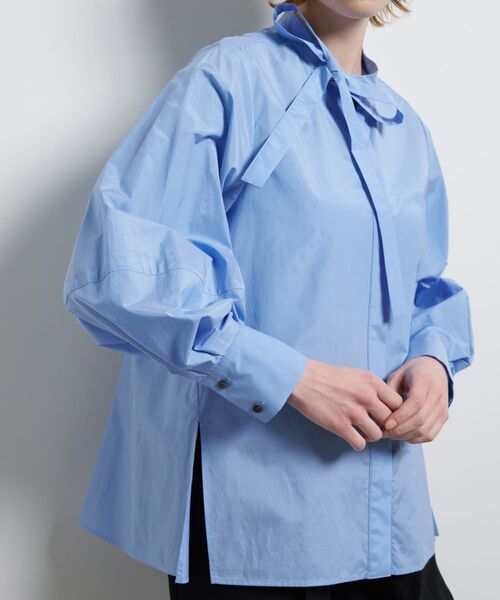 LANVIN en Bleu ブラウス シャツ シルキータイプライターボウタイ