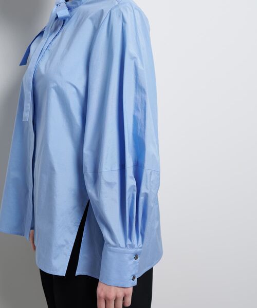 LANVIN en Bleu ブラウス シャツ シルキータイプライターボウタイ
