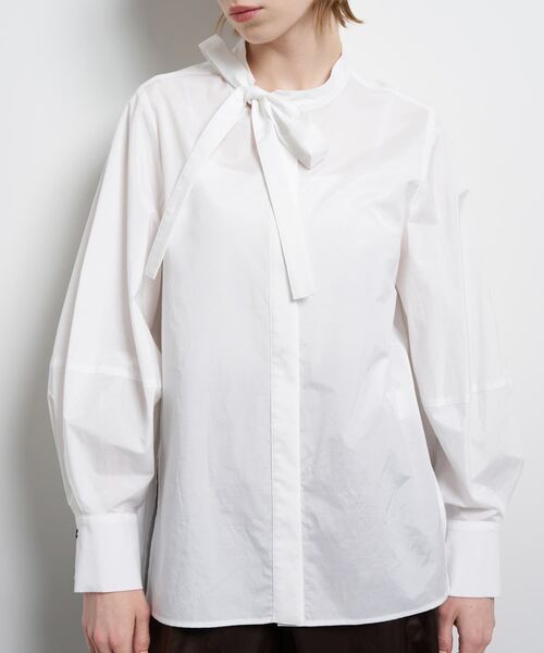 LANVIN en Bleu ブラウス シャツ シルキータイプライターボウタイ