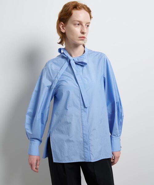 LANVIN en Bleu ブラウス シャツ シルキータイプライターボウタイ
