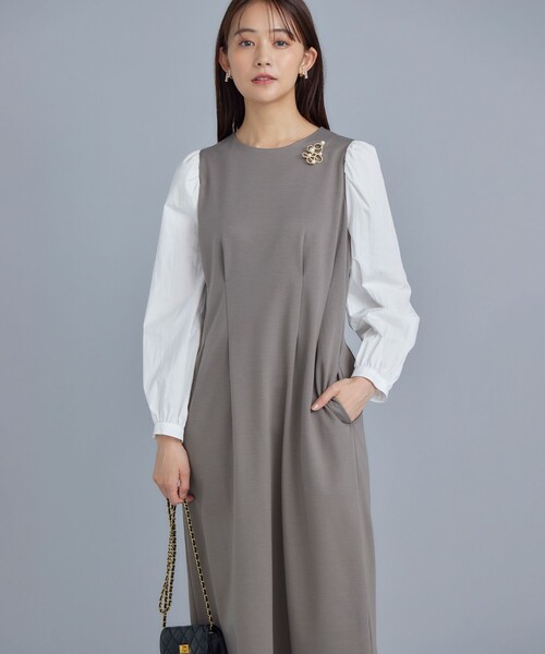 「組曲」 長袖ワンピース S2 グレー レディース_画像3