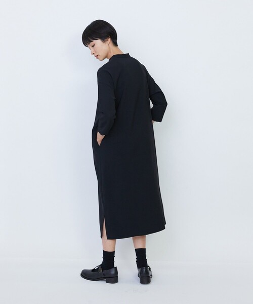 LOISIR ワンピース エコダブルクロススタンドカラーワンピース