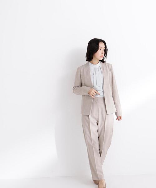 スラックス パンツ リネンライク SETUP パンツ レディースの画像