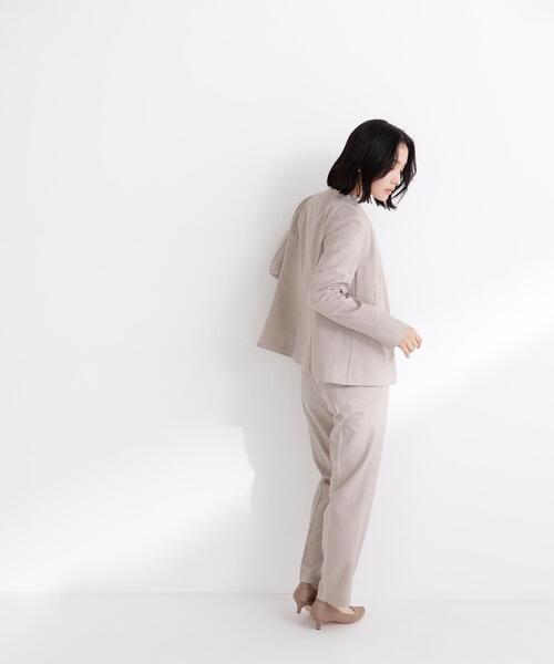 スラックス パンツ リネンライク SETUP パンツ レディースの画像