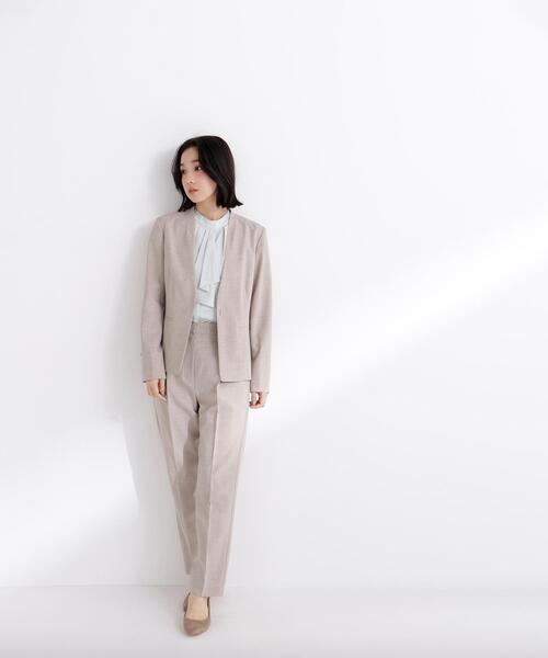 スラックス パンツ リネンライク SETUP パンツ レディースの画像