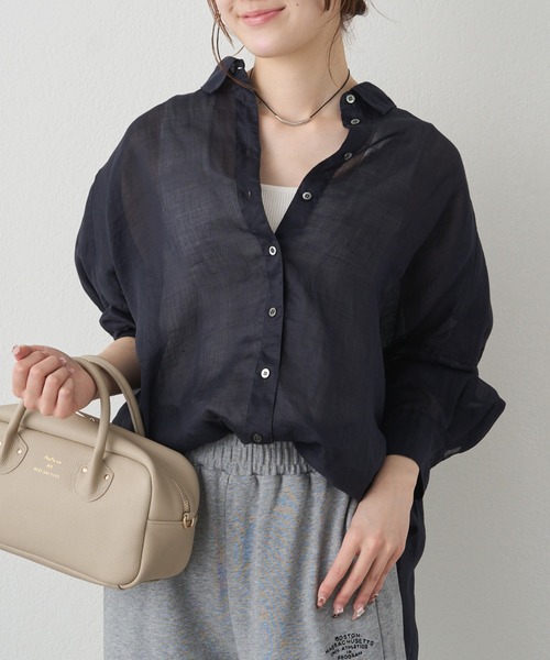 pual ce cin ブラウス シャツ ラミーオーバーシャツブラウス