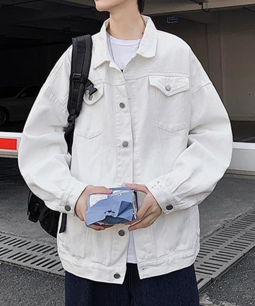 IN THE MARKET ⿻ コットン ワイド デニムジャケット Gジャン 白 KELVIN デニムジャケット gジャン Basic Oversized Denim Jacket