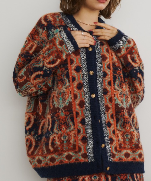 「Unitage」 ニットカーディガン FREE ネイビー レディース_画像8