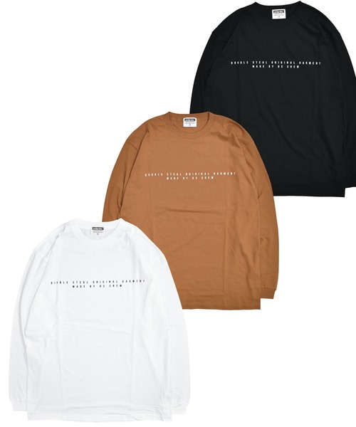 「DOUBLE STEAL」 長袖Tシャツ - ライトブラウン メンズ_画像3