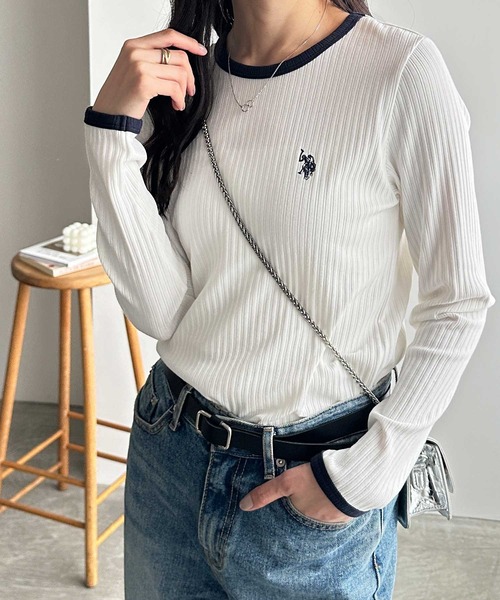 「U.S. POLO ASSN.」 長袖カットソー X-LARGE グレー レディース_画像3