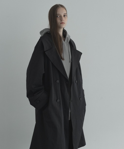 「remer」 トレンチコート LARGE ブラック メンズ_画像9