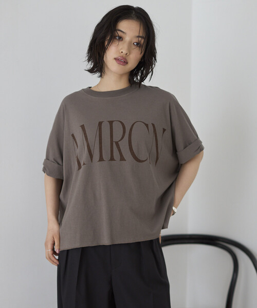 Americana (アメリカーナ) ② 22070521003810 オーバーサイズカレッジTシャツ レディース グレー FREE AMERICANA（アメリカーナ） tシャツ Tシャツ カレッジロゴプリント
