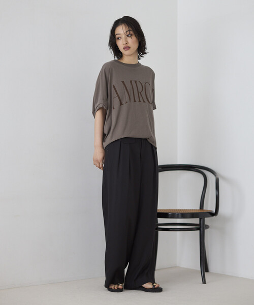 tシャツ Americana/アメリカーナ 別注 クロップド ワイドシルエット ロールアップTシャツ レディースの画像