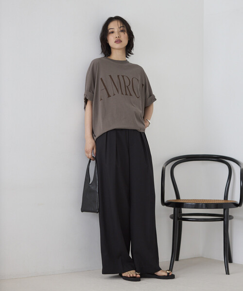 tシャツ Americana/アメリカーナ 別注 クロップド ワイドシルエット ロールアップTシャツ レディースの画像