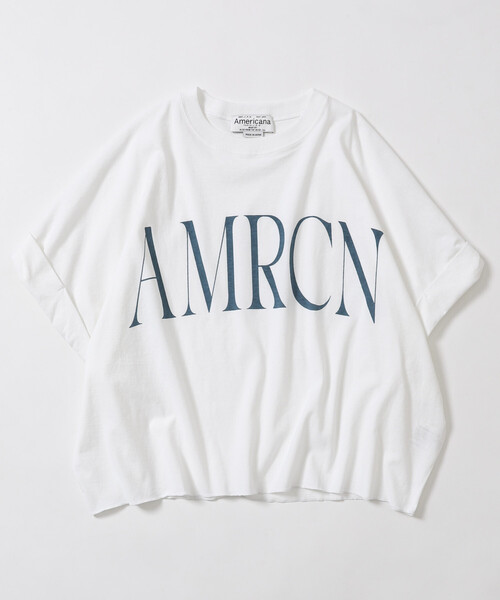 tシャツ Americana/アメリカーナ 別注 クロップド ワイドシルエット ロールアップTシャツ レディースの画像