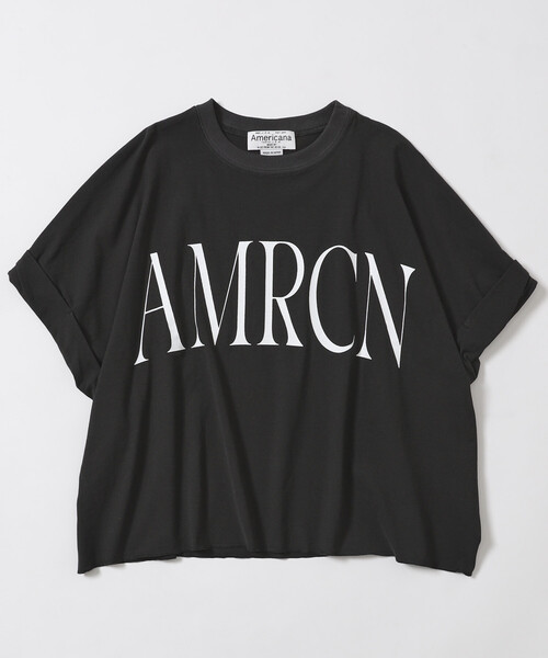 tシャツ Americana/アメリカーナ 別注 クロップド ワイドシルエット ロールアップTシャツ レディースの画像
