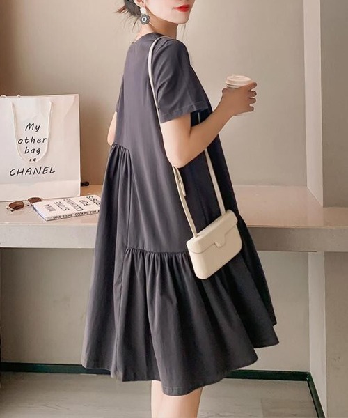 ベージュ フリル付き 半袖ワンピース ワンピース 半袖 半袖フリルワンピース : ZOZOTOWN Yahoo!店 - 通販