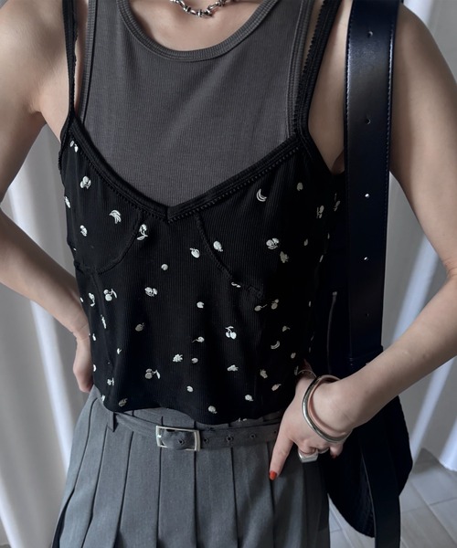 Ameri（アメリ） タンクトップ ノースリーブ MEDI FRUIT DOT LAYERED