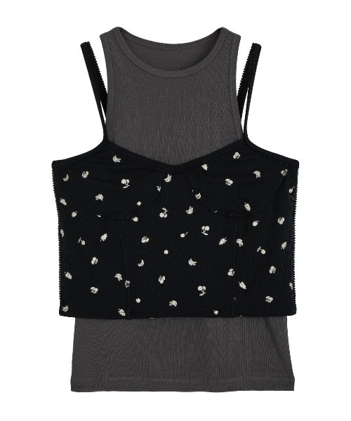 アメリMEDI FRUIT DOT LAYERED TOP タンク　キャミ Ameri（アメリ） タンクトップ ノースリーブ MEDI FRUIT DOT LAYERED