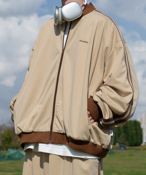 「Perushu」 ナイロンブルゾン LARGE カーキ メンズ_画像9