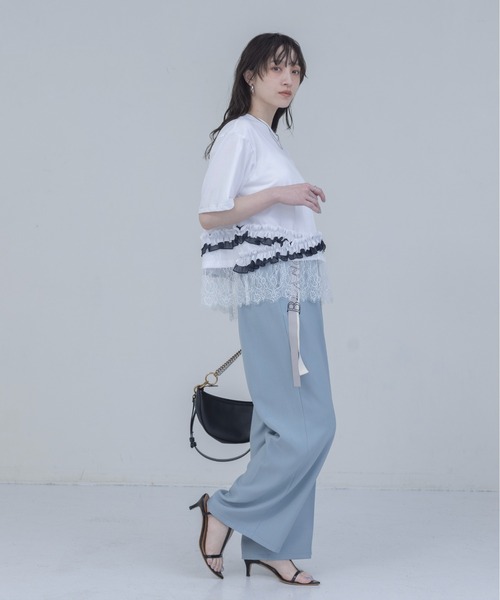 Eimee Law（エイミーロウ） tシャツ ウェーブフリル ヘムレースTシャツ