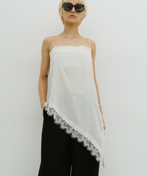 水玉 キャミソール レース付き HANNE キャミソール ドットサテンレースキャミ : ZOZOTOWN Yahoo!店