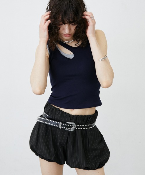 uyu. ワイドパンツ パンツ Stripe Balloon Short Pants/ストライプ柄