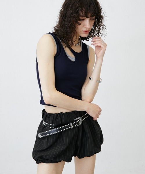 uyu. ワイドパンツ パンツ Stripe Balloon Short Pants/ストライプ柄