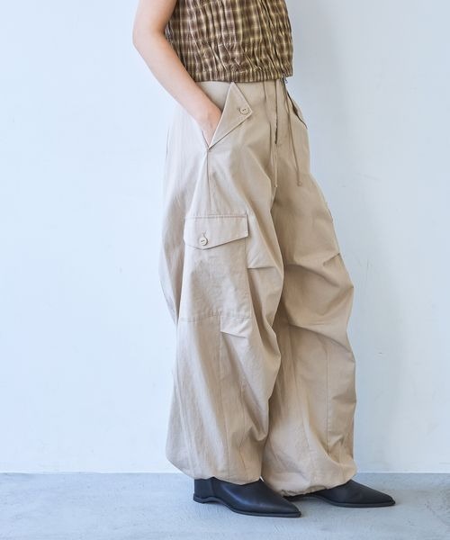 JEANASIS ミリタリータックワイドパンツパンツ ベージュ JEANASIS（ジーナシス） ワイドパンツ カーゴパンツ 「接触冷感