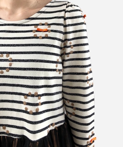tシャツ 「maito」circle刺繍ボーダーカットソー レディース