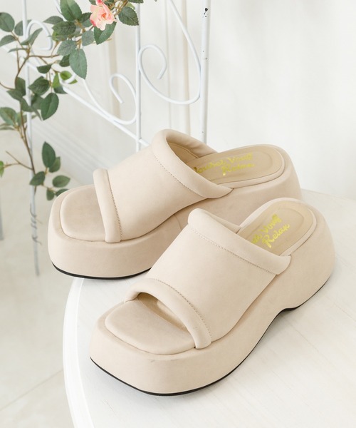 NOUBEL VOUGリュクス厚底サンダルヌードベージュ　Lサイズ Noubel Voug Relax サンダル 厚底ウェッジソールミュール