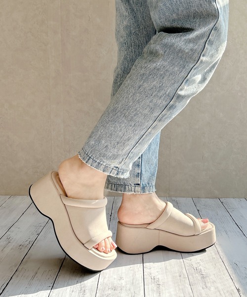 NOUBEL VOUGリュクス厚底サンダルヌードベージュ　Lサイズ Noubel Voug Relax サンダル 厚底ウェッジソールミュール