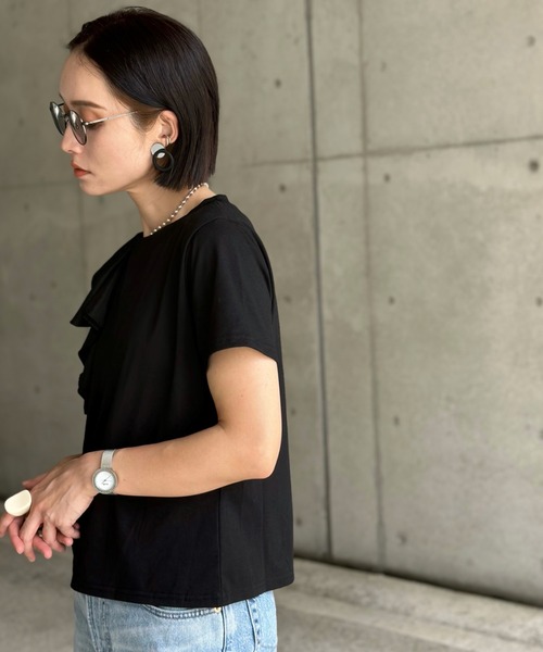 deux amour tシャツ アシメショルダーフリルTシャツ レディース 