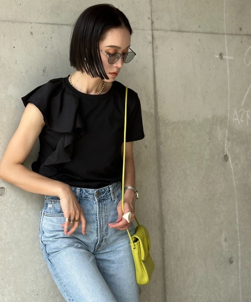 deux amour tシャツ アシメショルダーフリルTシャツ レディース 