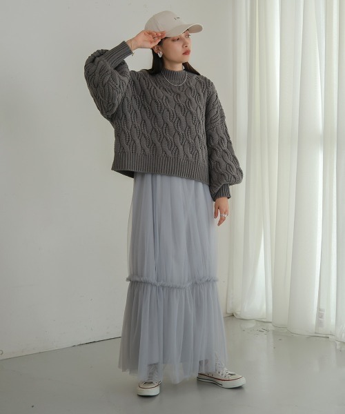 ニット セーター BOREROケーブル ニットプルオーバー レディース 45150039443_C_6.jpg