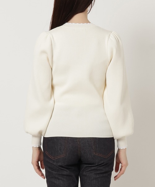 Rose Tiara ニット セーター フリルネックリブニットプル Rose Tiara ニット セーター フリルネックリブニットプル