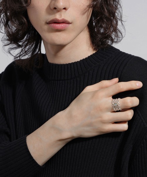 LAH 指輪 リング シルバー ラブラドライト リング メンズ レディース