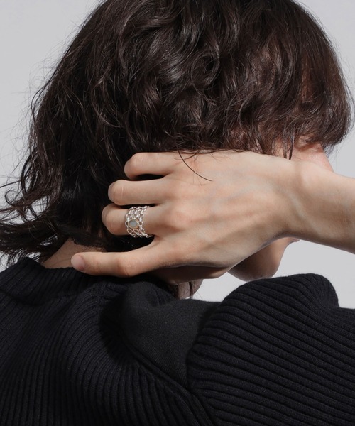 ラブラドライト　スネーク　ハンドメイド　シルバーリング ハンドメイドのラブラドライトリング：スターリングシルバーの