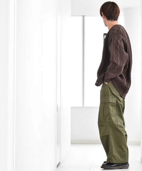 カーディガン アラン編みニットルーズVネックカーディガン メンズ レディース | ブランド登録なし | 21