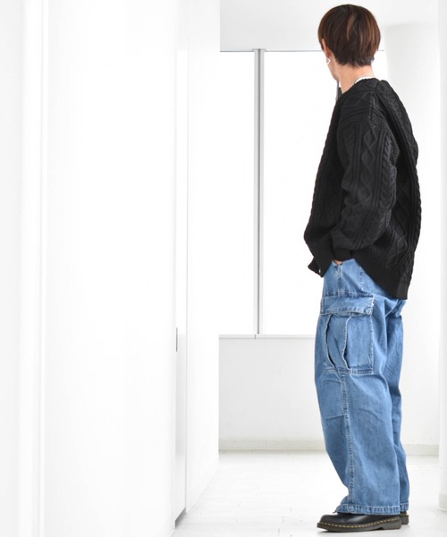 カーディガン アラン編みニットルーズVネックカーディガン メンズ レディース | ブランド登録なし | 13