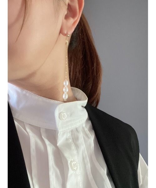 CERCA ピアス 「NoY.ノイ」淡水パールピアス シンプルロングピアス 14 