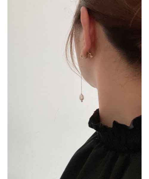 CERCA ピアス 「NoY.ノイ」淡水パールピアス シンプルロングピアス 14 