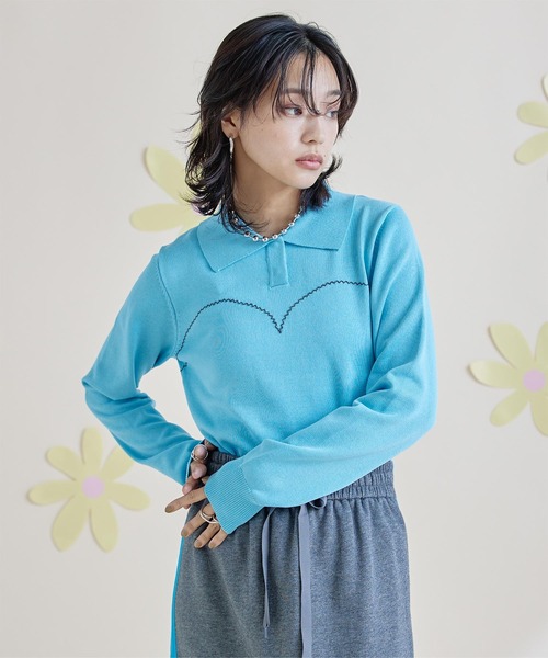 miette（ミエット） ニット セーター ジグザグステッチポロニット