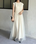 ワンピース チュールドッキングポンチノースリワ...の詳細画像1