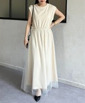 ワンピース チュールドッキングポンチノースリワ...の詳細画像5