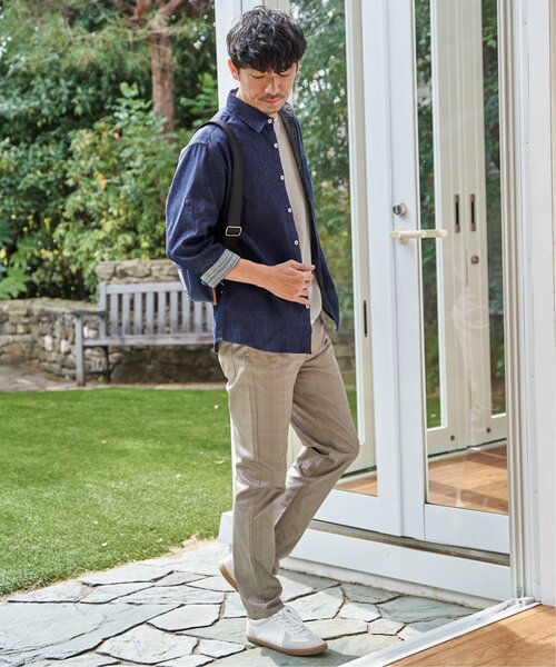 パンツ 「雑誌MonoMax5月号掲載」接触冷感チェック5ポケットパンツ「接触冷感」「小泉孝太郎さん着用モデル」 メンズの画像